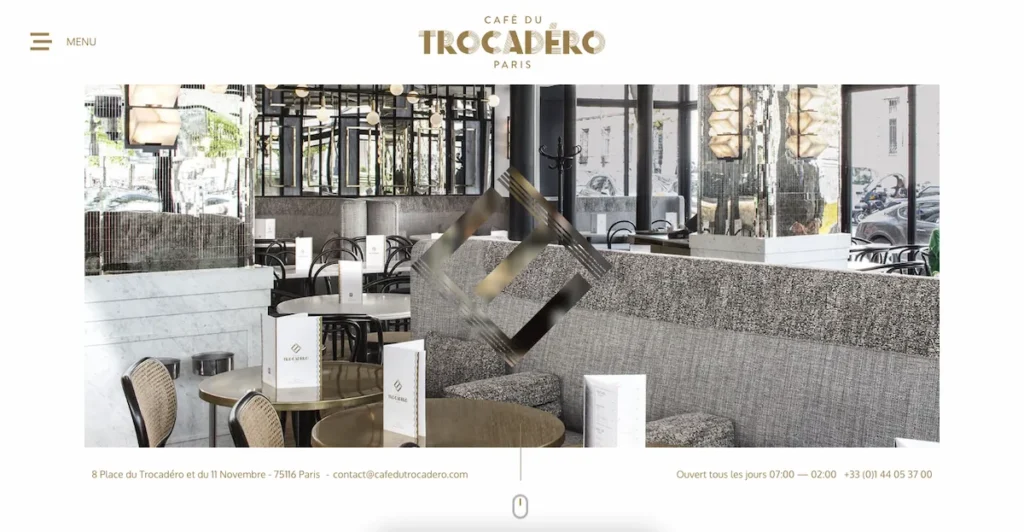 Screenshot du site du Café du Trocadéro, à Paris